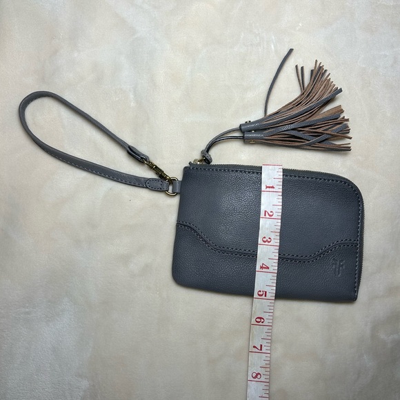 Frye “Paige” Charcoal Leather Wristlet with Tassel Accents - Picture 6 of 9